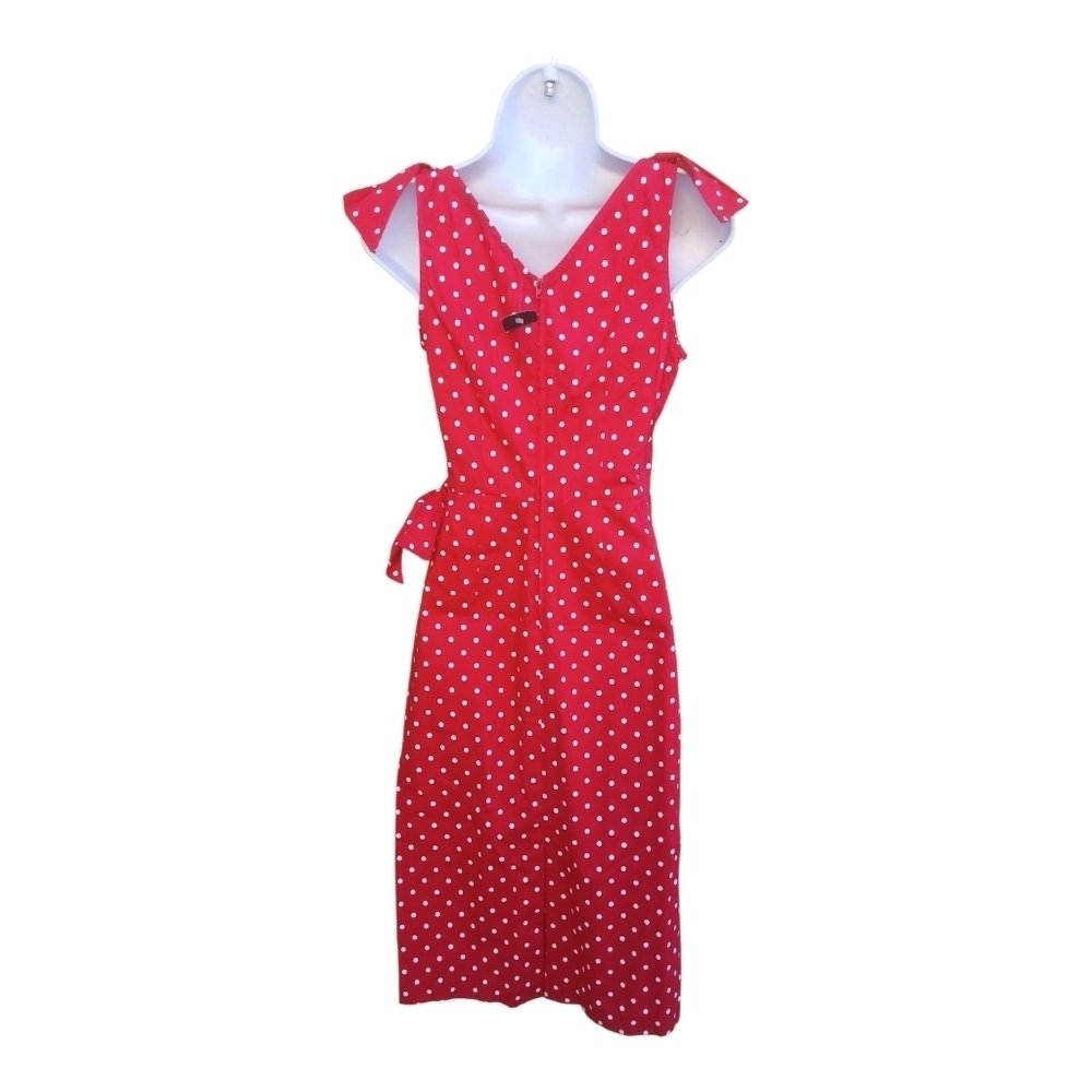 Stop Staring Pin Up Retro 50s Rockabilly Polka Dot Midi Dress S - Picture 4 of 4
